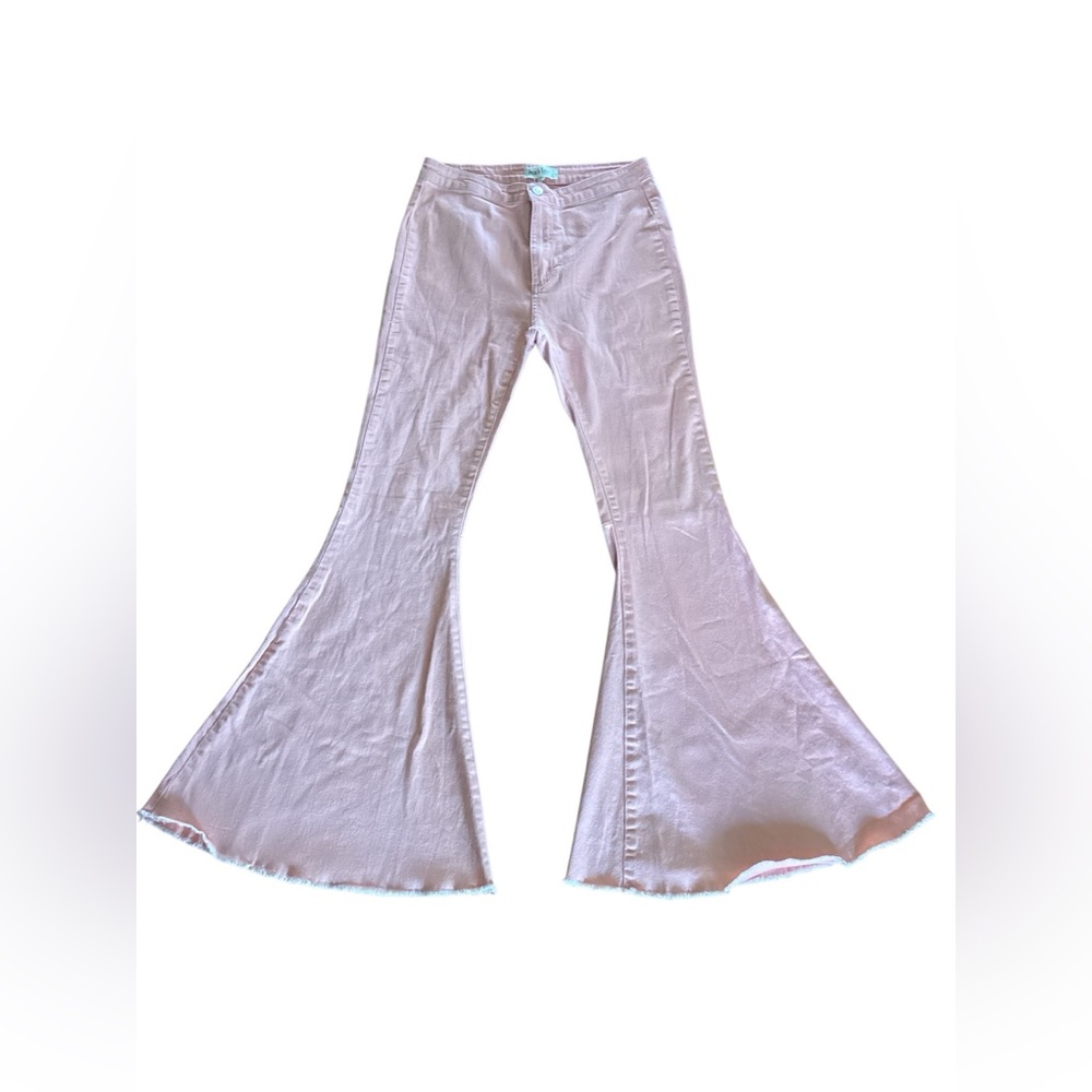 Peach Love California High Rise Peach Salmon Flared Jeans Size L Western Boho